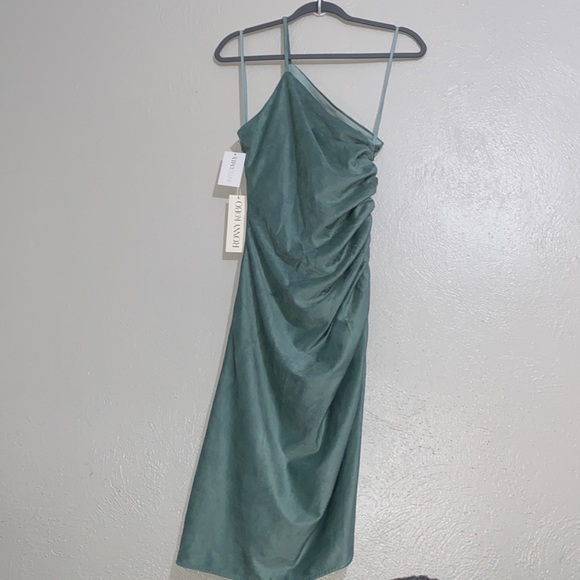 NWT Ronny Kobo XS Sage Zarma Ruched One-Shoulder Midi Dress - Picture 11 of 15